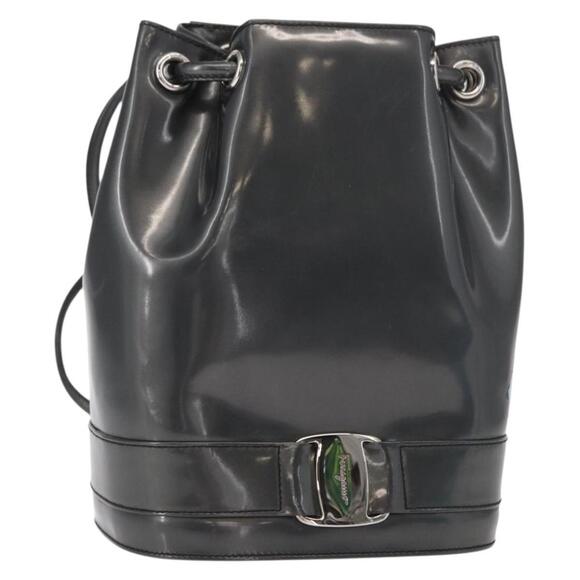 Salvatore Ferragamo Vala Backpack Leather Silver Auth BA8422 main image 16